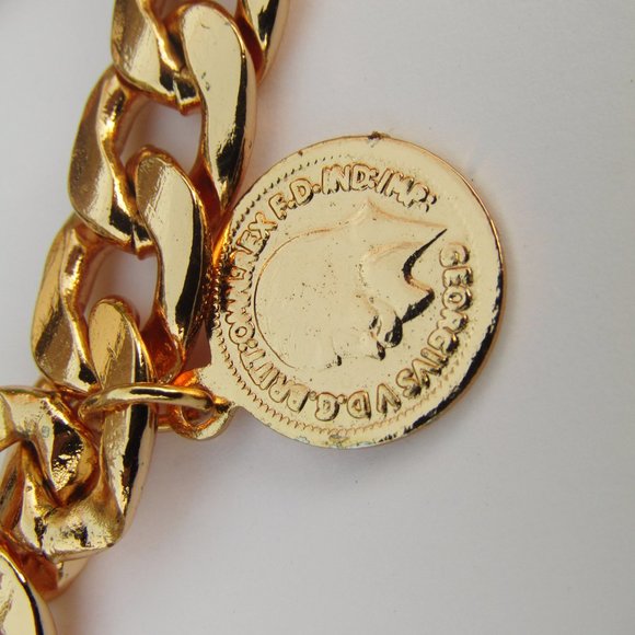 Talliana Gold Plated Coin Necklace Set Earrings Bracelet - Picture 5 of 6